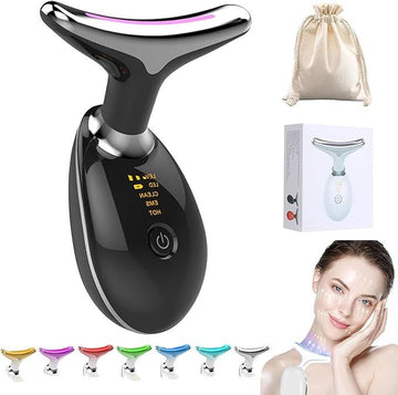 LED Neck & Face Massager – Skin Tightening Device with EMS, Heat & Vibration Therapy for Anti-Aging, Wrinkle Removal & Lifting